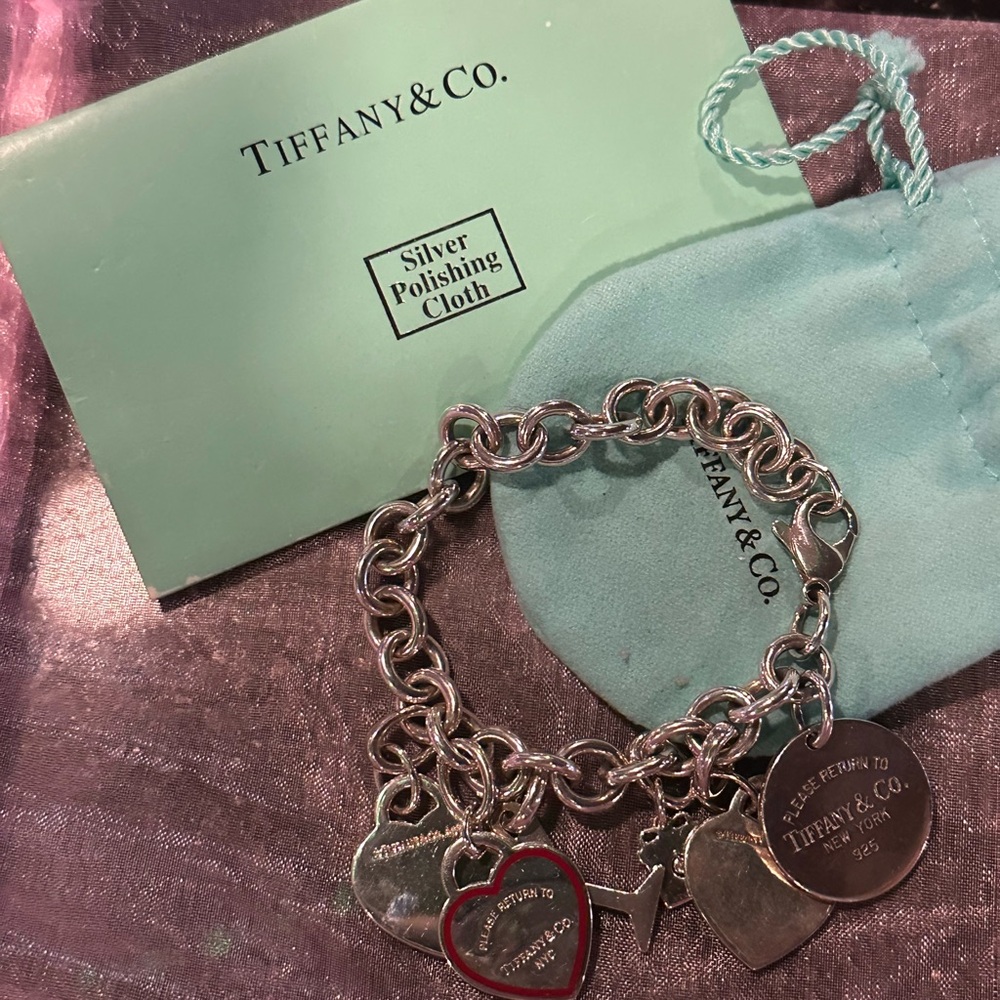 Tiffany & Co. Sterling Silver  Charm Bracelet - with 6 charms